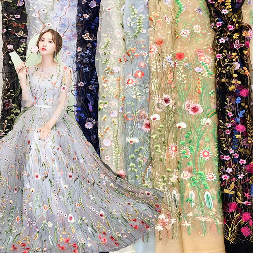 Embroidery Web - Вышитая кружевная ткань с водными растениями,