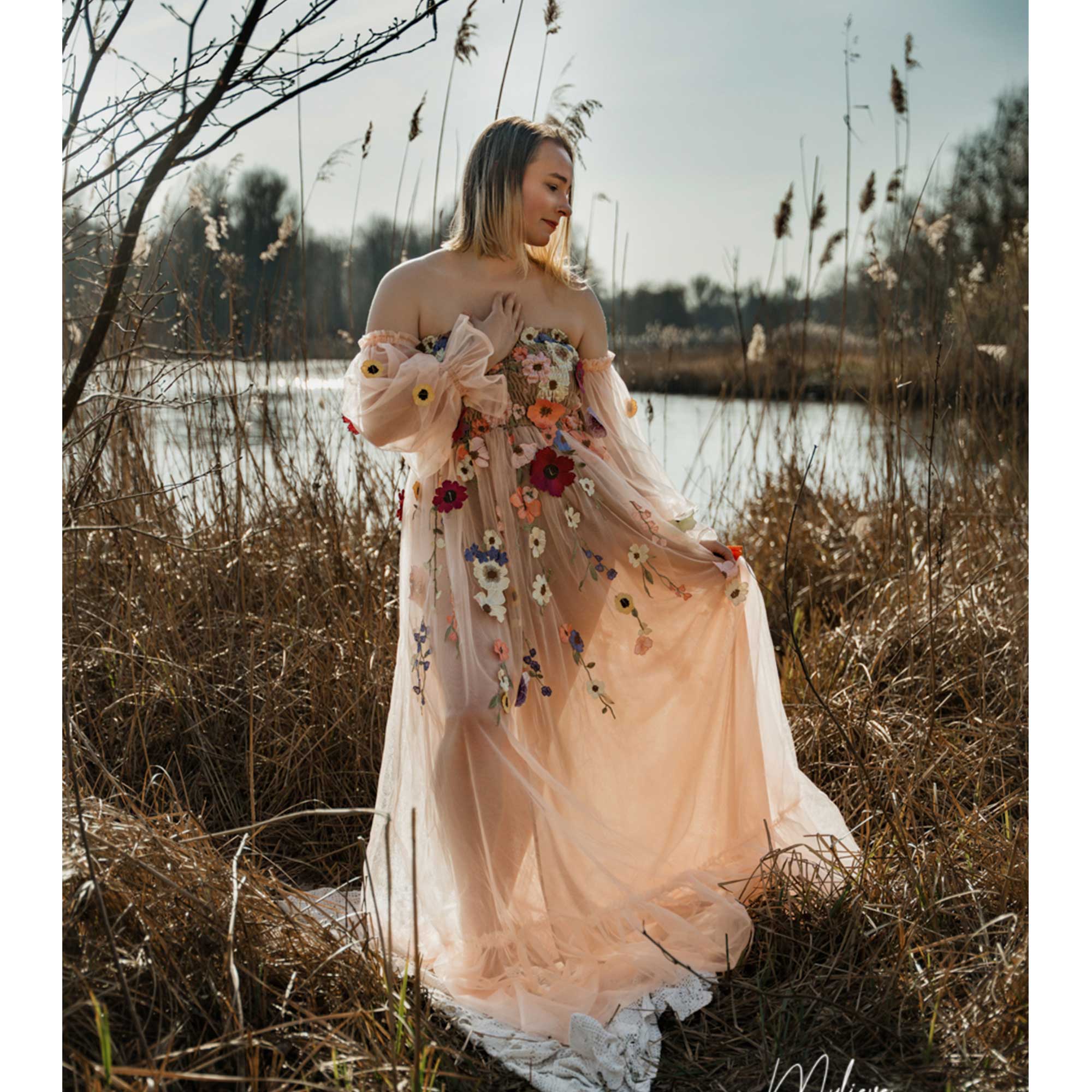 Embroidery Daisy - Платье Don&Judy из разноцветной органзы с