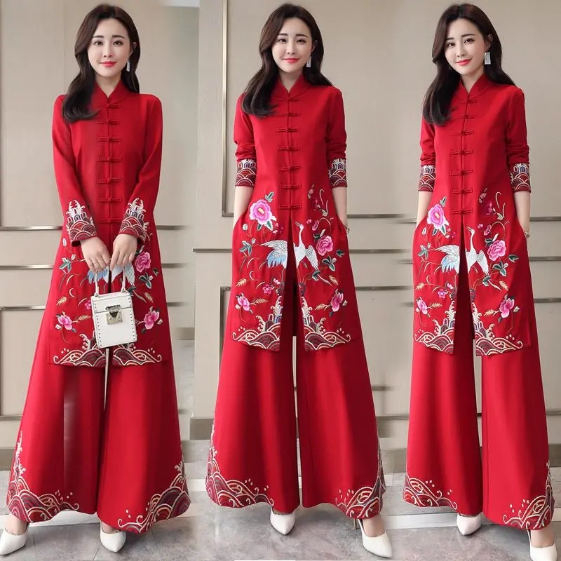 Embroidery Youtube - Длинный комплект Cheongsam в этническом стиле,