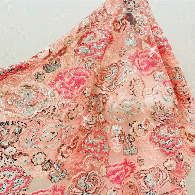 Embroidery Web - 2 ярда/лот, 130 см шириной, розово-фиолетовая