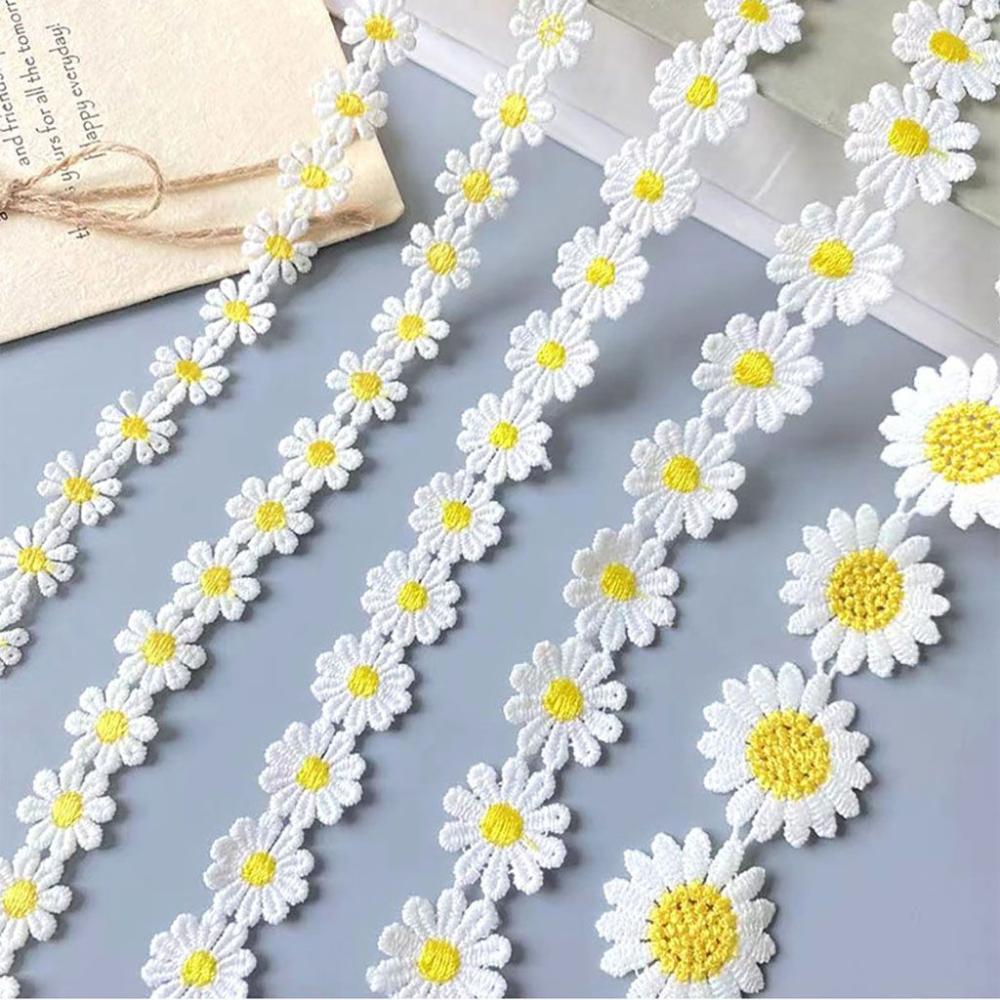 Embroidery Daisy Flower - Красивая белая вышитая кружевная ткань с