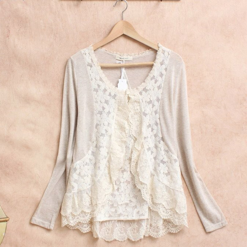 Женская кружевная рубашка с рю – обзор и цена Embroidery Cardigan