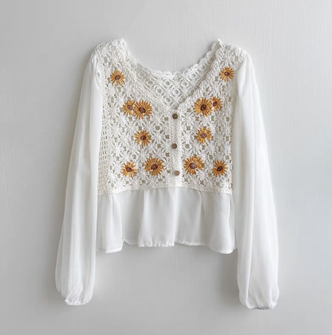 Шифоновая Блузка с цветочной в – обзор и цена Embroidery Daisy