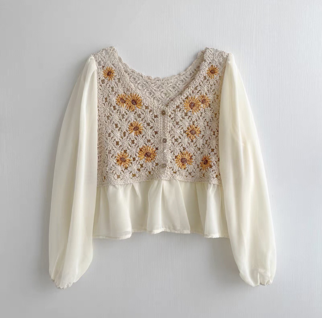Шифоновая Блузка с цветочной в – обзор и цена Embroidery Daisy