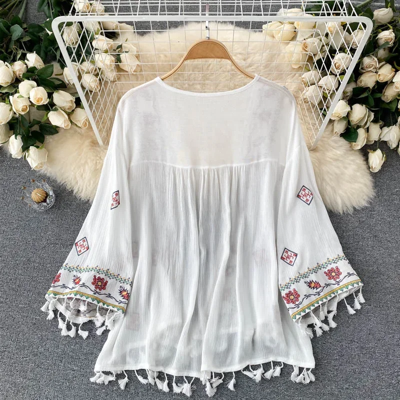 Летняя женская рубашка в богем – обзор и цена Embroidery Cardigan