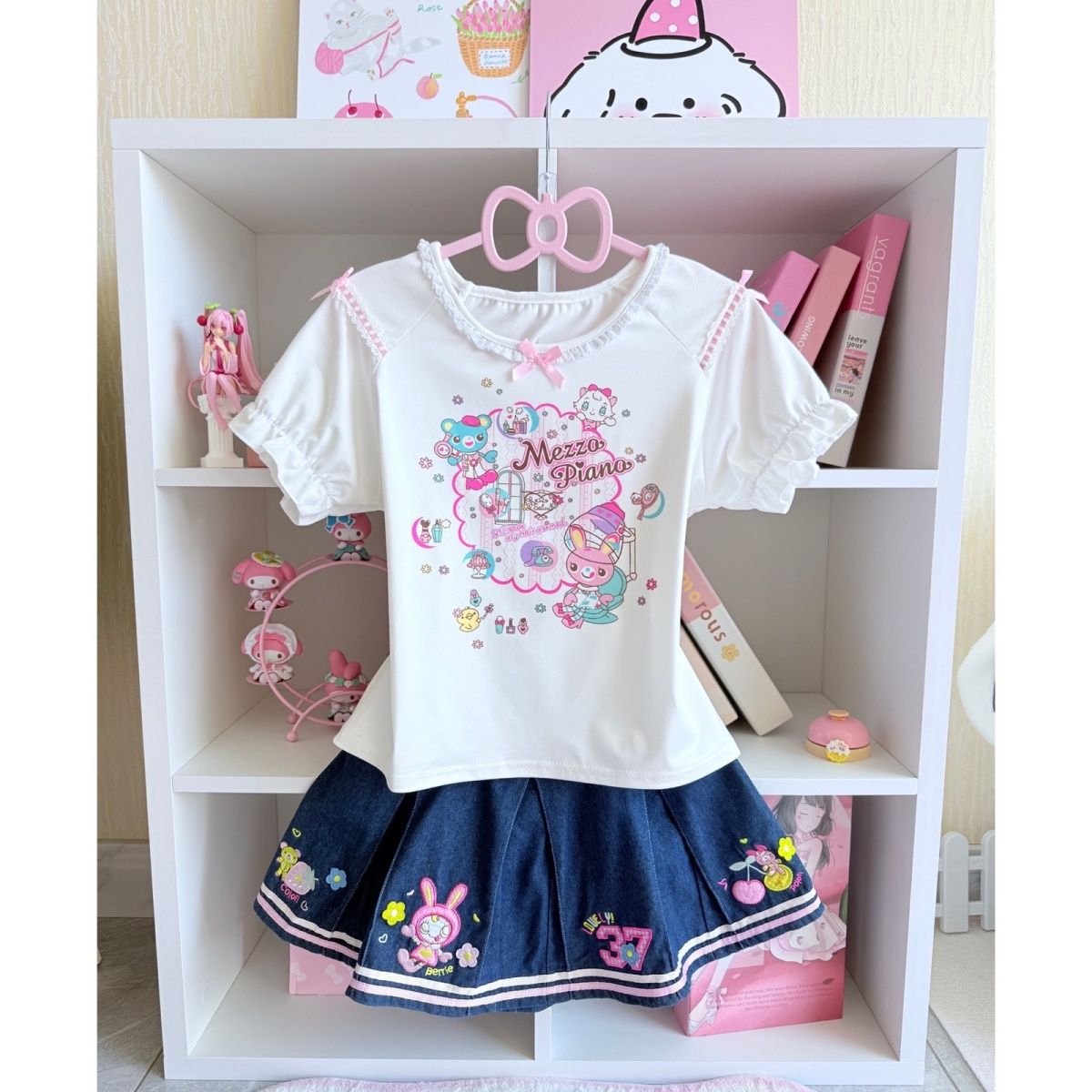 Японские милые комплекты юбок, – обзор и цена Embroidery Cotton Shirt