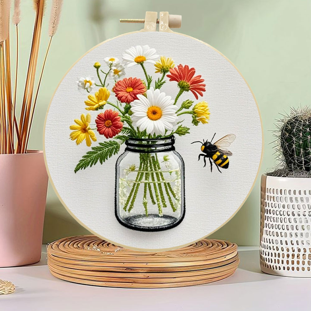 1 шт. наборы для вышивания «сд – обзор и цена Embroidery Daisy Flower
