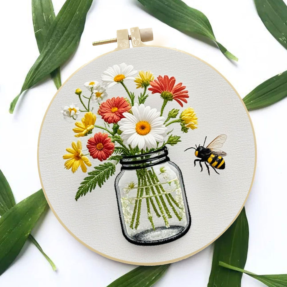 1 шт. наборы для вышивания «сд – обзор и цена Embroidery Daisy Flower