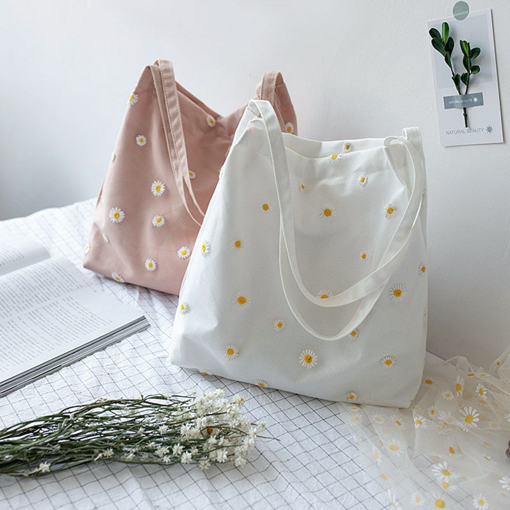Холщовые сумки для женщин, сум – обзор и цена Embroidery Daisy Flower