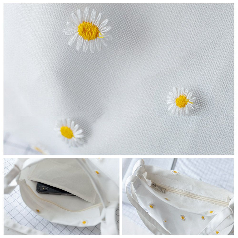 Холщовые сумки для женщин, сум – обзор и цена Embroidery Daisy Flower