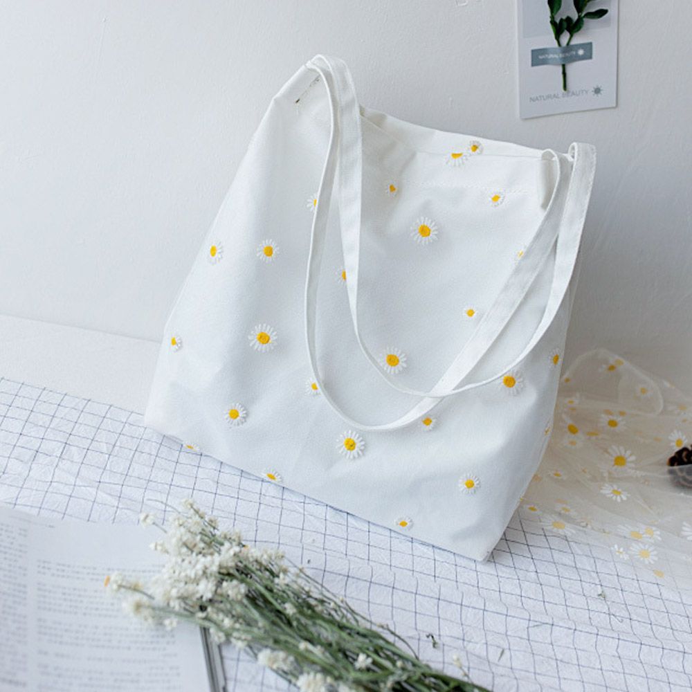 Холщовые сумки для женщин, сум – обзор и цена Embroidery Daisy Flower