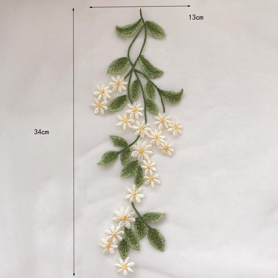 1 пара зеленых листьев, цветов – обзор и цена Embroidery Daisy Flower