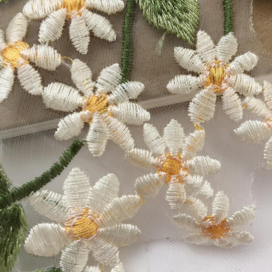 1 пара зеленых листьев, цветов – обзор и цена Embroidery Daisy Flower