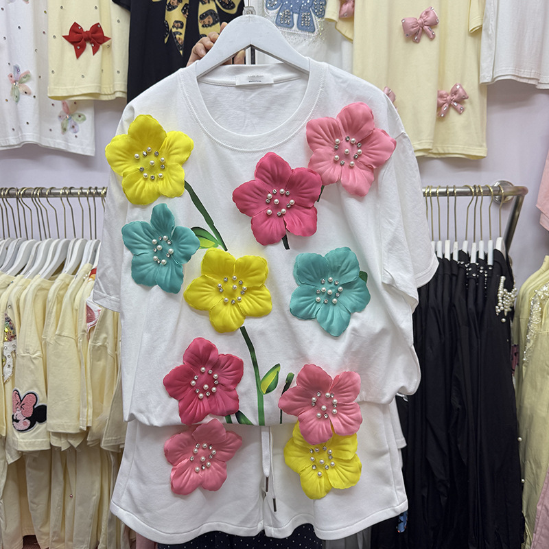 Летняя красочная футболка с 3D – обзор и цена Embroidery Cotton Shirt