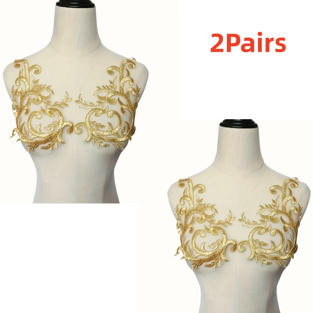 2 пары золотых кружевных аппли – обзор и цена Embroidery Web