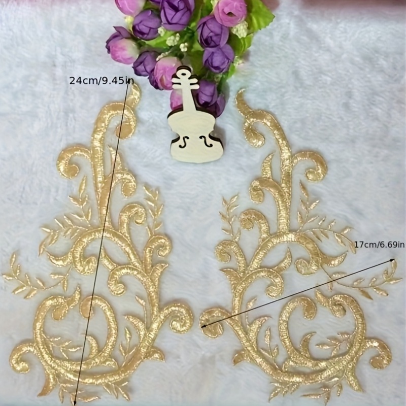 2 пары золотых кружевных аппли – обзор и цена Embroidery Web