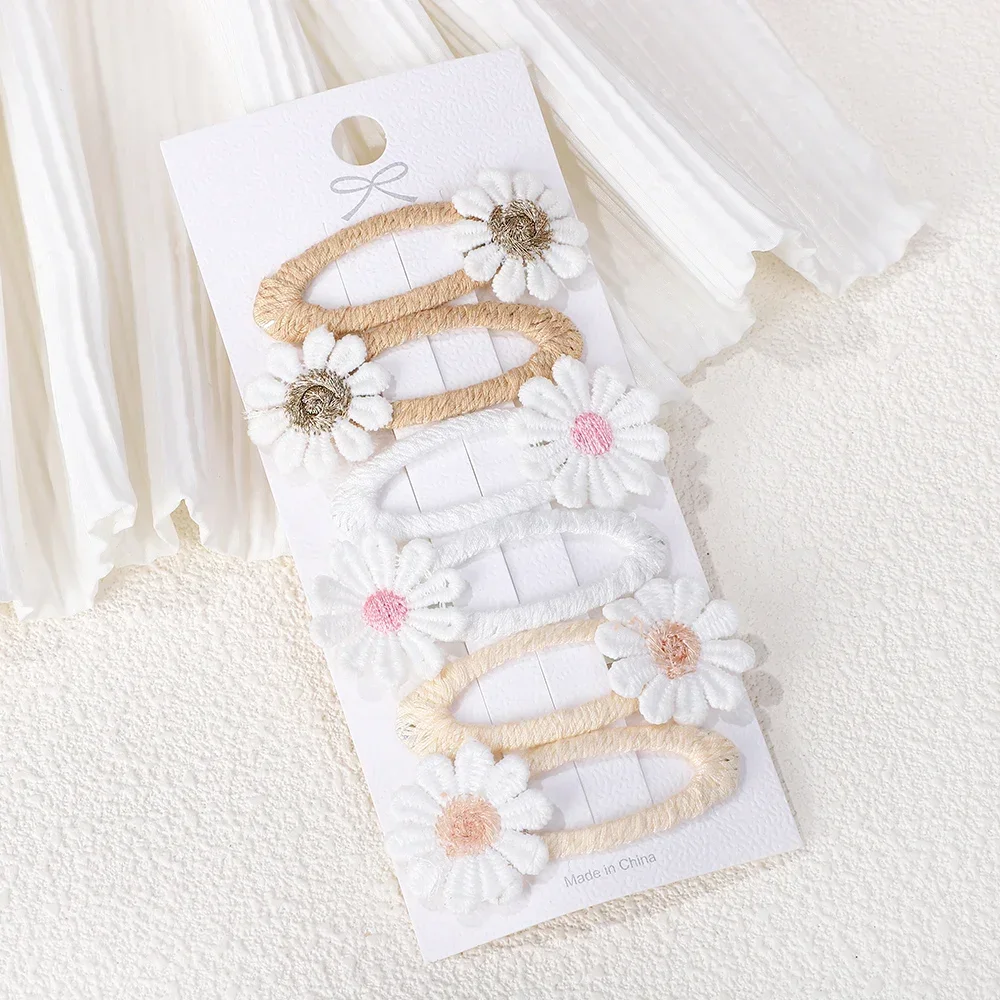 6 шт., милые заколки для волос – обзор и цена Embroidery Daisy Flower