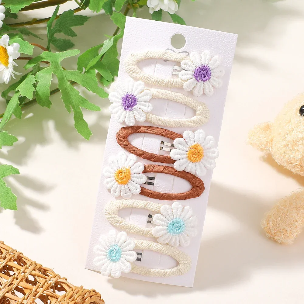 6 шт., милые заколки для волос – обзор и цена Embroidery Daisy Flower