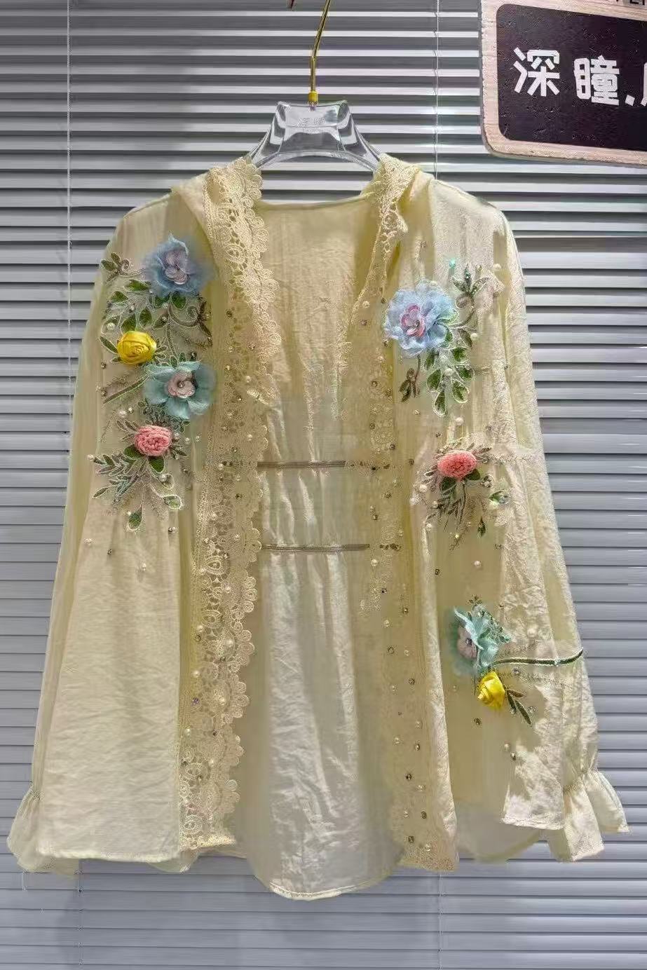 Дышащие хлопковые белые солнце – обзор и цена Embroidery Cardigan